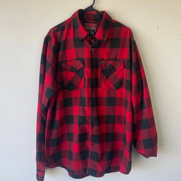 DIXXON Flannel Redrum Men's Plaid Long Sleeve Shining Shirt Rare Men’s size Larg - Picture 3 of 9
